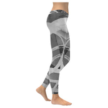 Load image into Gallery viewer, Abstract Circles Black and White Low Rise Leggings (Invisible Stitch) (Model L05)