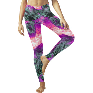 Molten Flames Magenta Low Rise Leggings (Invisible Stitch) (Model L05)