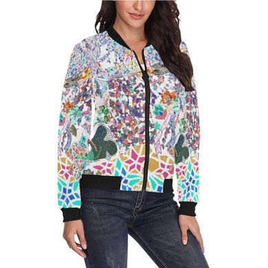 Holiday Paisley Negative All Over Print Bomber Jacket for Women (Model H36)