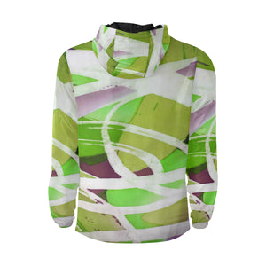 Abstract Circles Green All Over Print Quilted Windbreaker for Men (Model H35)