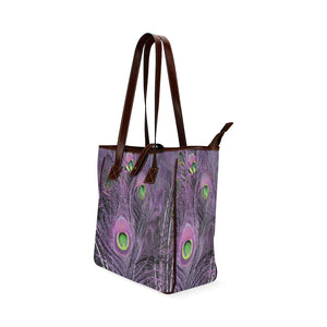 Peacock Feathers Purple Classic Tote Bag (Model 1644)