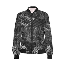 Load image into Gallery viewer, Dark Paisley Black and White All Over Print Bomber Jacket for Women (Model H36)