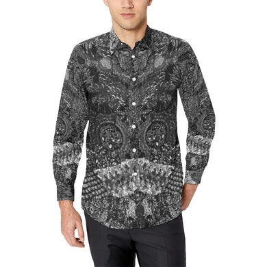 Cresent Paisley Black and White Men's All Over Print Casual Dress Shirt (Model T61)