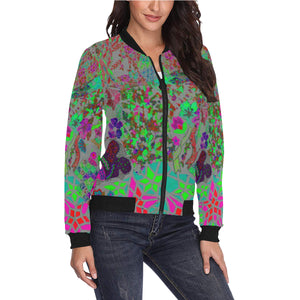 Holiday Paisley Aqua All Over Print Bomber Jacket for Women (Model H36)