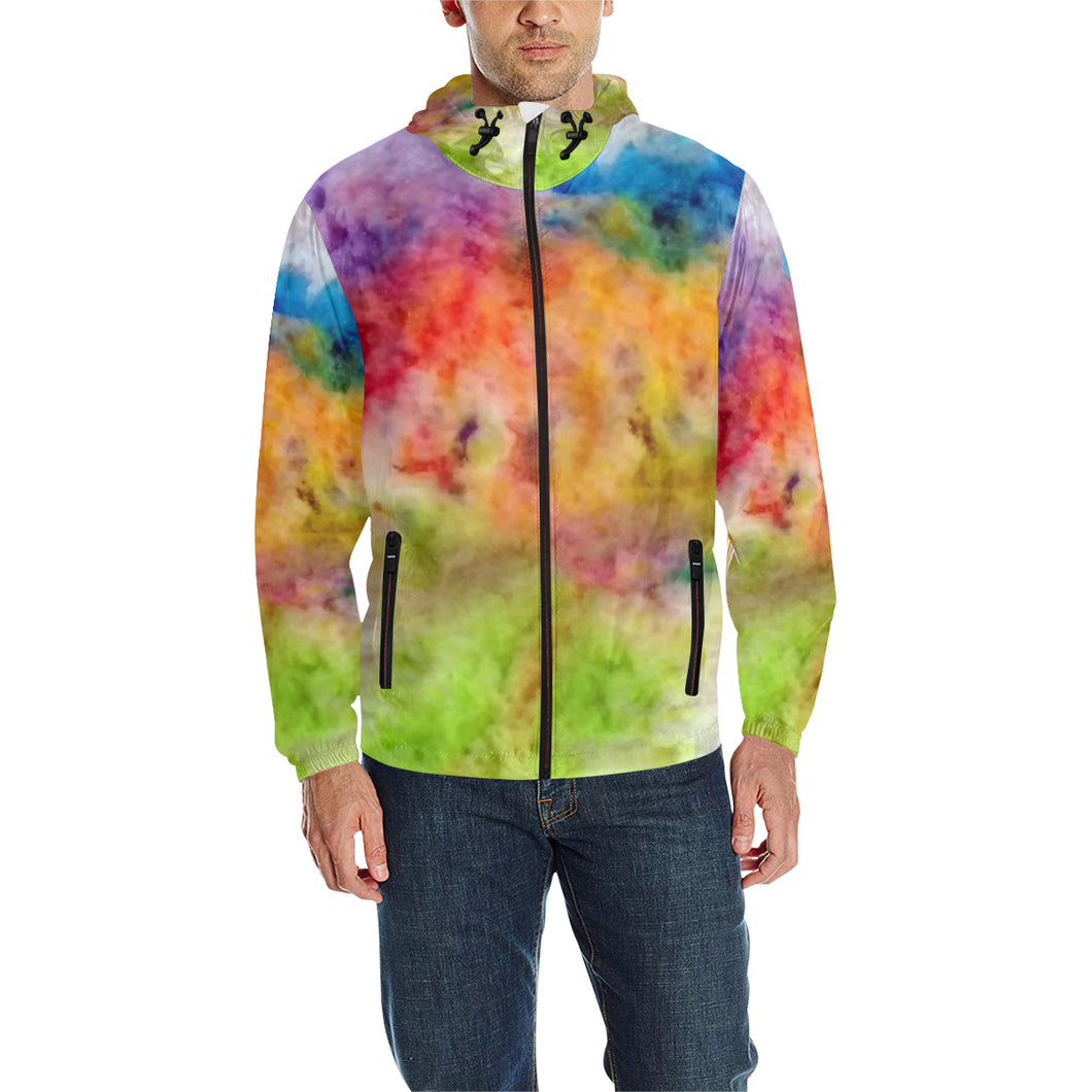 Splash of Color All Over Print Quilted Windbreaker for Men (Model H35)