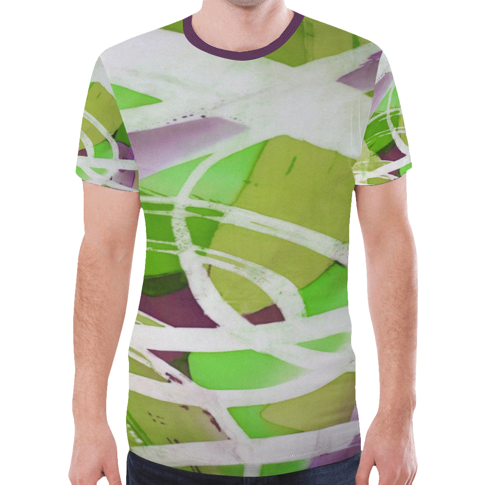 Abstract Circles Green New All Over Print T-shirt for Men (Model T45)