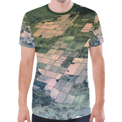 Patchwork Aerial Green New All Over Print T-shirt for Men (Model T45)