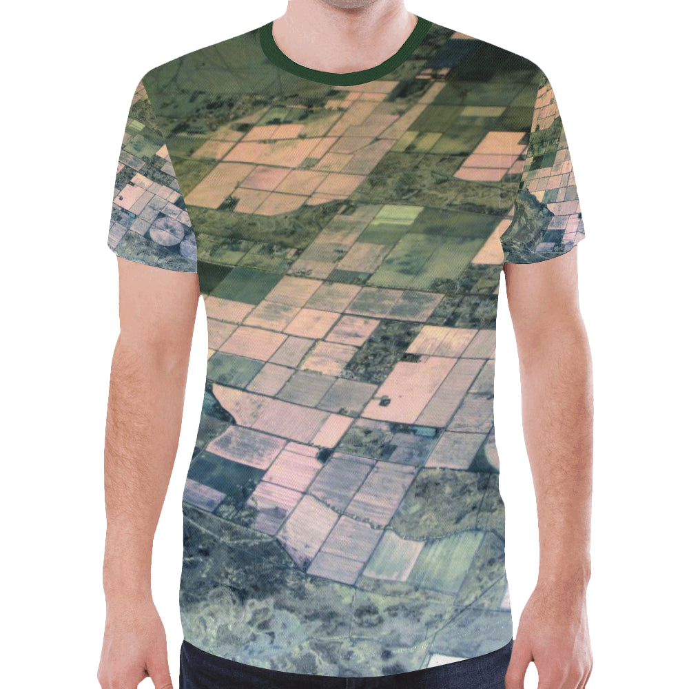 Patchwork Aerial Green New All Over Print T-shirt for Men (Model T45)