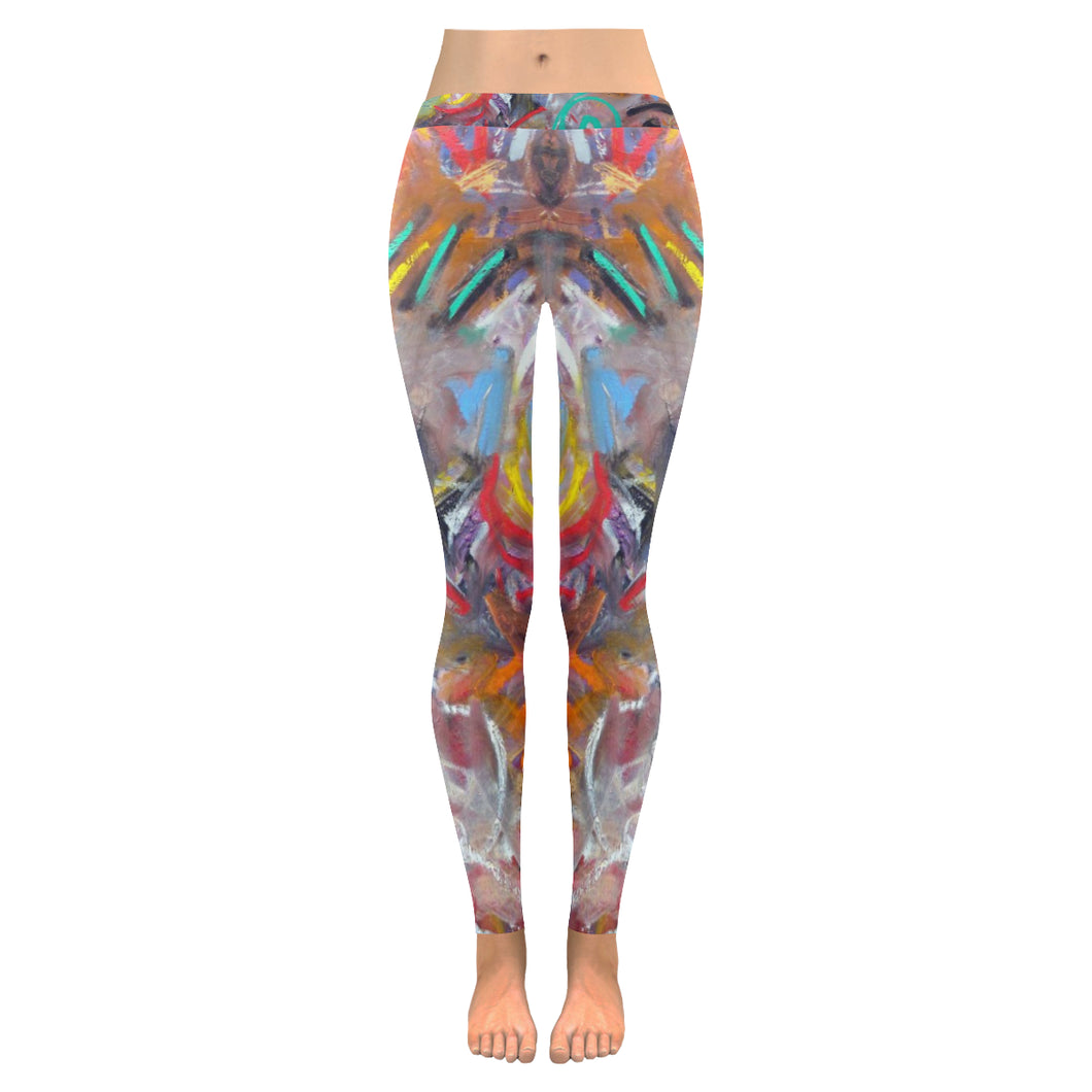 Graffiti Abstract Low Rise Leggings (Invisible Stitch) (Model L05)