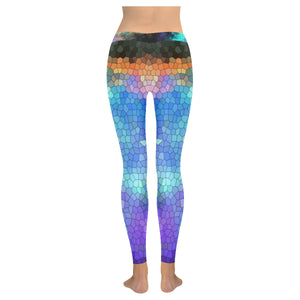 Splash of Color Reverse Mosaic Low Rise Leggings (Invisible Stitch) (Model L05)