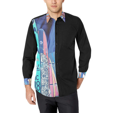 Surfboards Blue Men's All Over Print Casual Dress Shirt (Model T61)