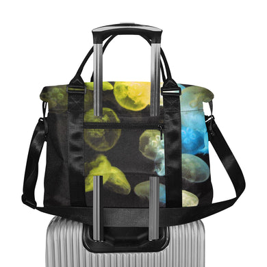 Jellyfish Yellow and Blue Large Capacity Duffle Bag (Model 1715)
