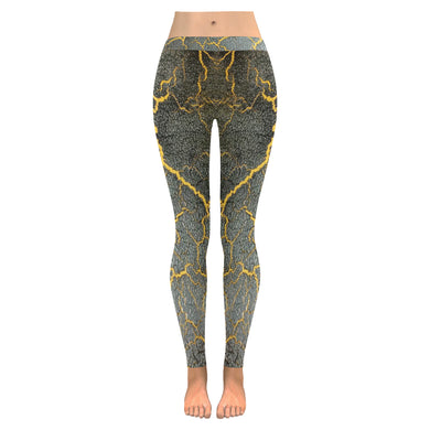 Crackling Yellow Low Rise Leggings (Invisible Stitch) (Model L05)