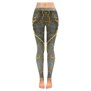 Crackling Yellow Low Rise Leggings (Invisible Stitch) (Model L05)