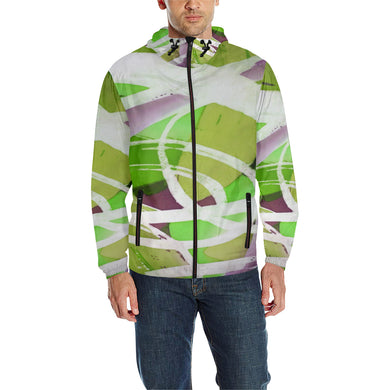 Abstract Circles Green All Over Print Quilted Windbreaker for Men (Model H35)