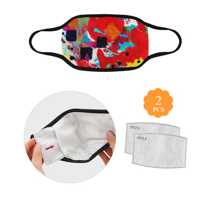 Abstract Squares Mouth Mask (2 Filters Included)