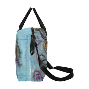 Graffiti Flower Blue Large Capacity Duffle Bag (Model 1715)