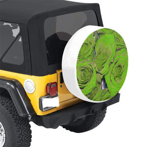 Rose Bouquet Flower Green 32 Inch Spare Tire Cover