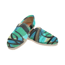 Load image into Gallery viewer, Abstract Circles Black and Teal Unisex Classic Canvas Slip-On (Model 1206)