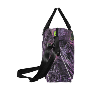 Peacock Feathers Purple Large Capacity Duffle Bag (Model 1715)