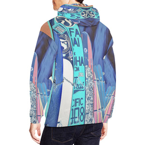 Surfboards Blue All Over Print Hoodie for Men/Large Size (USA Size) (Model H13)