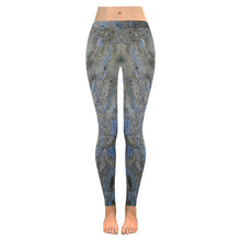 Load image into Gallery viewer, Marbled Abstract Blue Low Rise Leggings (Invisible Stitch) (Model L05)