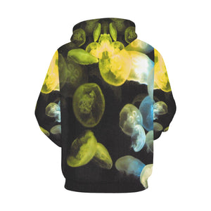 Jellyfish Yellow and Blue All Over Print Hoodie for Men/Large Size (USA Size) (Model H13)