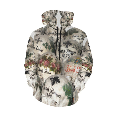 Painted Skulls All Over Print Hoodie for Women (USA Size) (Model H13)