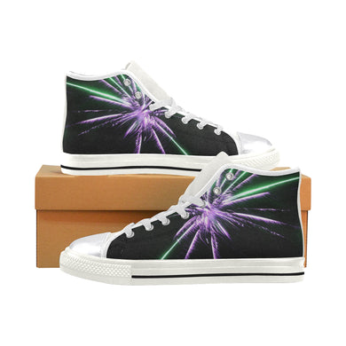 Fireworks Star Purple Women's Classic High Top Canvas Shoes (Model 017)
