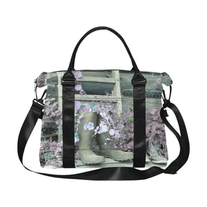 Blooming Boots Flower Purple Large Capacity Duffle Bag (Model 1715)