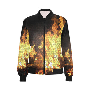 Feathery Flames Mosaic All Over Print Bomber Jacket for Women (Model H36)