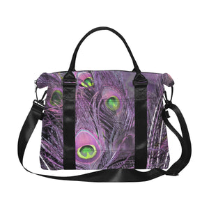 Peacock Feathers Purple Large Capacity Duffle Bag (Model 1715)