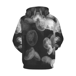 Jellyfish Black and White All Over Print Hoodie for Men/Large Size (USA Size) (Model H13)