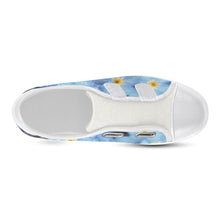 Load image into Gallery viewer, Forget Me Not Flower White Trim Velcro Canvas Kid&#39;s Shoes (Model 008)