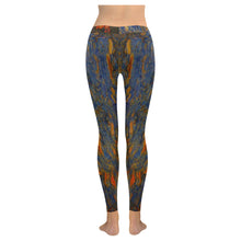 Load image into Gallery viewer, Marbled Abstract Orange Low Rise Leggings (Invisible Stitch) (Model L05)