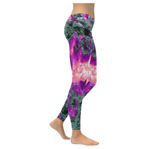 Molten Flames Magenta Low Rise Leggings (Invisible Stitch) (Model L05)