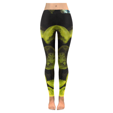Jellyfish Yellow and Blue Low Rise Leggings (Invisible Stitch) (Model L05)