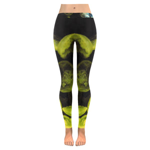 Jellyfish Yellow and Blue Low Rise Leggings (Invisible Stitch) (Model L05)