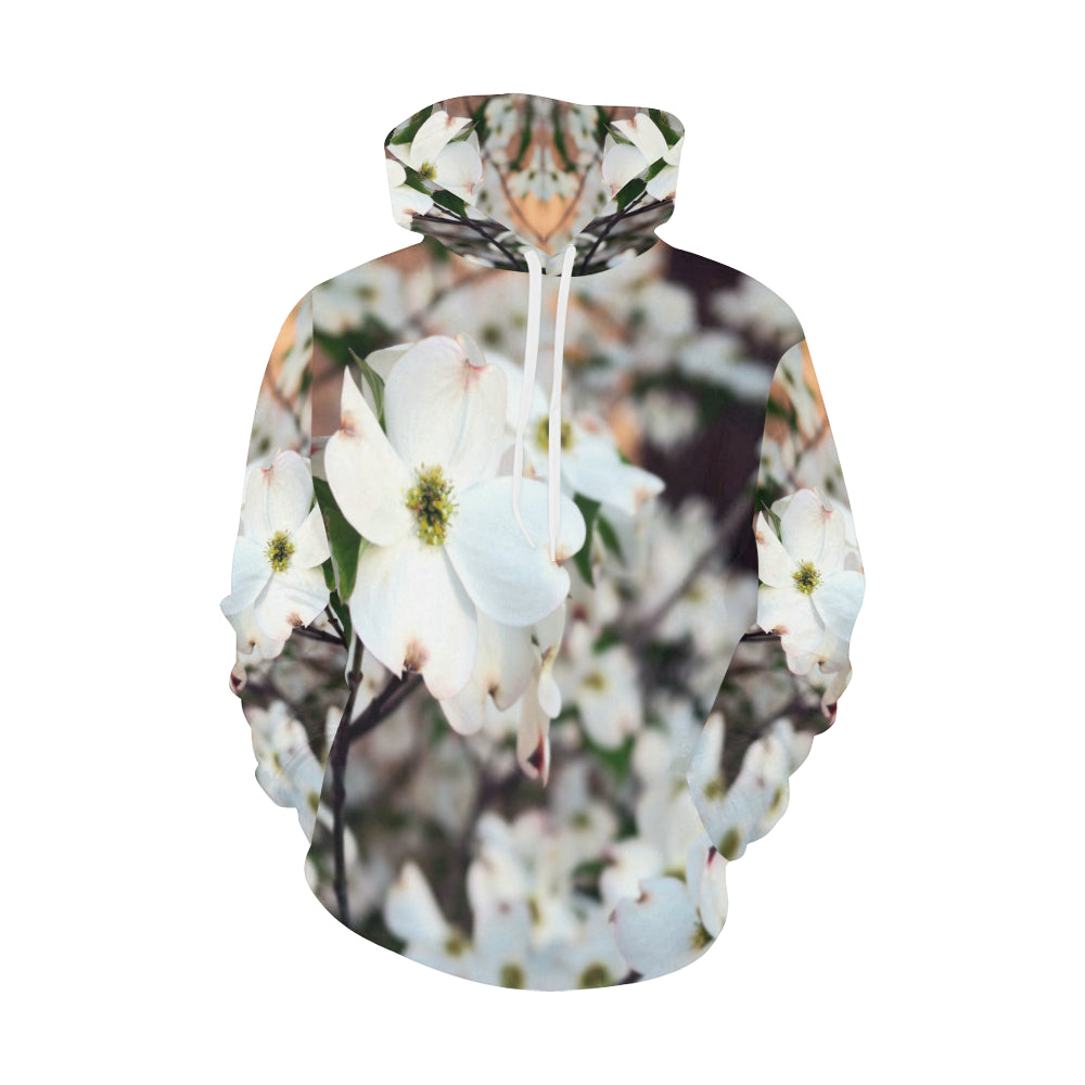 Arkansas Dogwood Flower All Over Print Hoodie for Women (USA Size) (Model H13)
