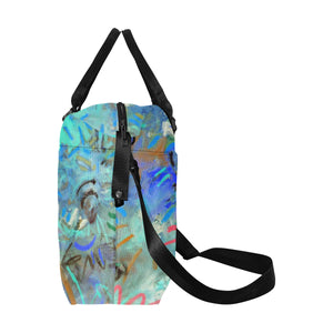 Graffiti Abstract Aqua Large Capacity Duffle Bag (Model 1715)