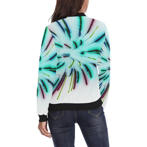 Fireworks Burst Negative All Over Print Bomber Jacket for Women (Model H36)