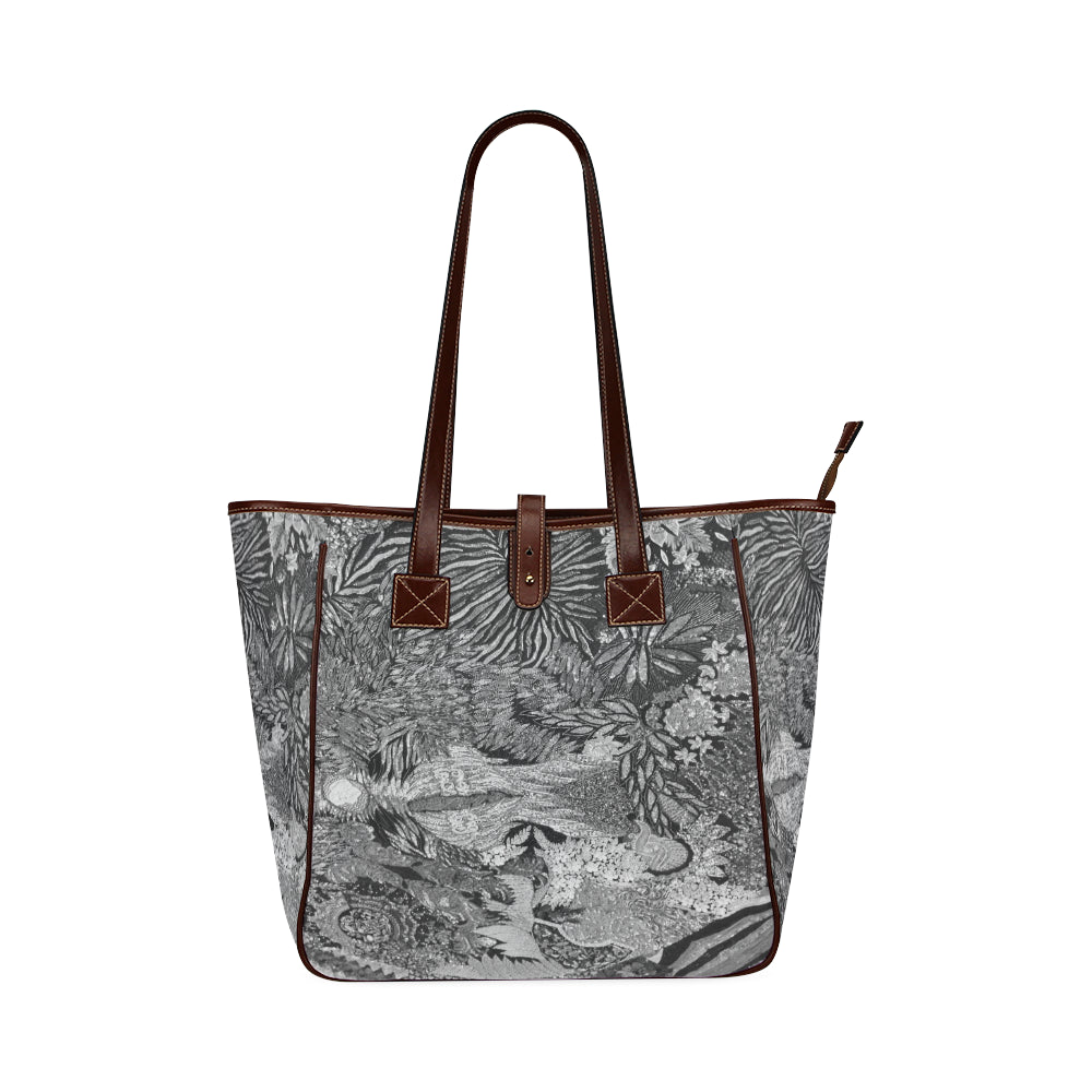 Pleasantly Paisley Black and White Classic Tote Bag (Model 1644)