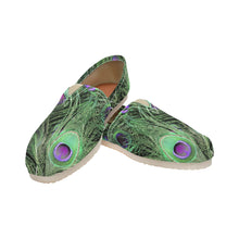 Load image into Gallery viewer, Peacock Feathers Green Unisex Classic Canvas Slip-On (Model 1206)