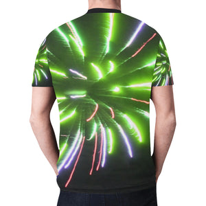 Fireworks Burst Green New All Over Print T-shirt for Men (Model T45)