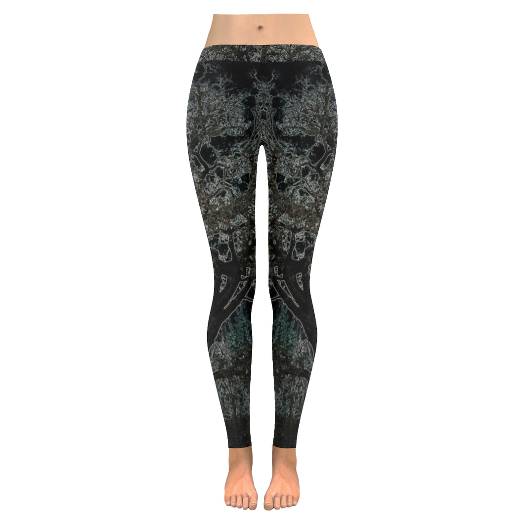 Spooky Tree Glowing Low Rise Leggings (Invisible Stitch) (Model L05)