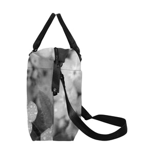 Forget Me Not Flower Black and White Large Capacity Duffle Bag (Model 1715)