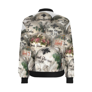 Painted Skulls All Over Print Bomber Jacket for Women (Model H36)