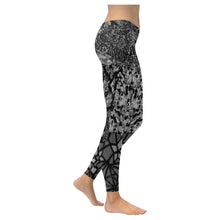 Load image into Gallery viewer, Holiday Paisley Black and White Low Rise Leggings (Invisible Stitch) (Model L05)
