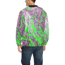 Load image into Gallery viewer, Marbled Abstract Green and Purple All Over Print Quilted Windbreaker for Men (Model H35)