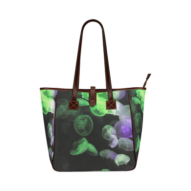 Jellyfish Green and Purple Classic Tote Bag (Model 1644)